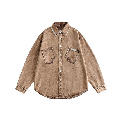 Unisex Shirt Heavy Distressed Coat Loose