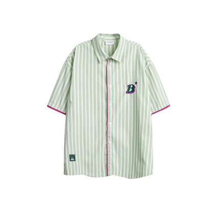 Unisex Shirt Vintage Stripe Loose and Lazy Style
