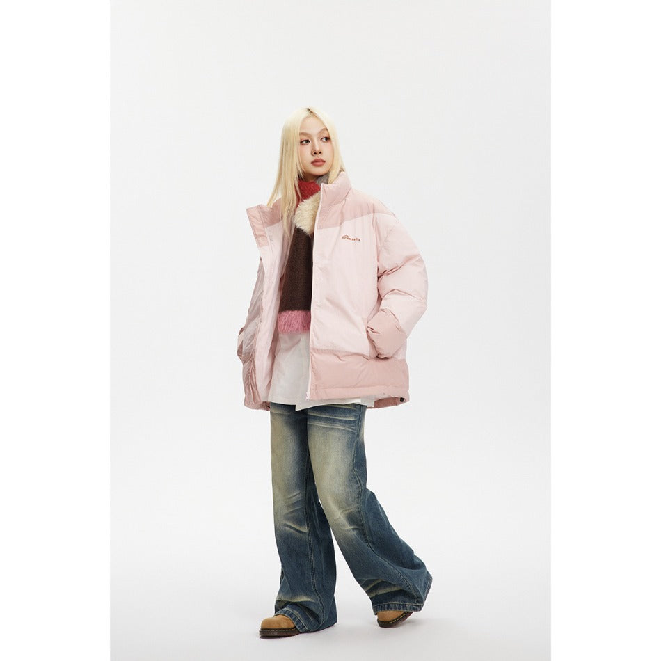 Unisex Coat Loose Thick Stand Collar Winter Cotton Dress