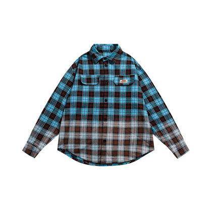 Unisex Shirt Loose Plaid Coat