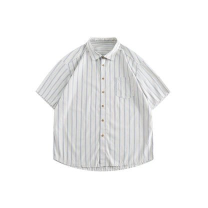 Unisex Shirt Vintage Striped Shirt Summer Cardigan Loose