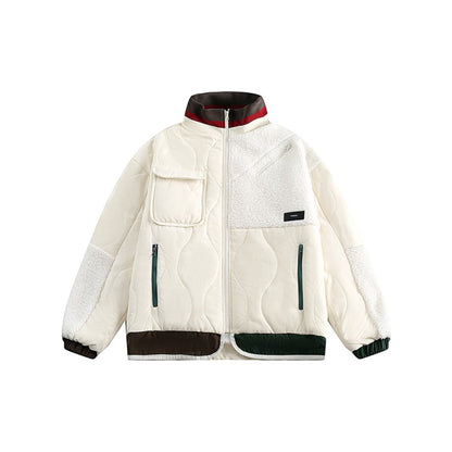 Unisex Coat Retro Patchwork Warm-Keeping Cotton Clothing