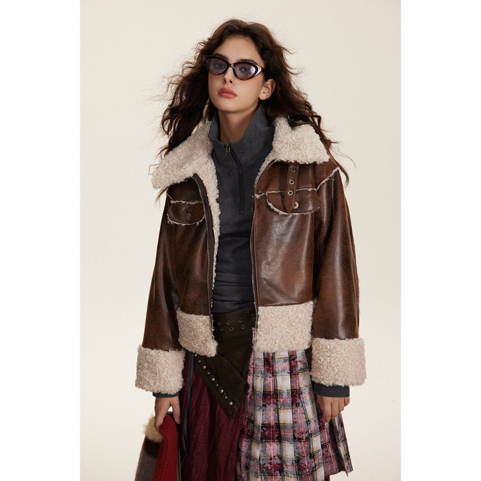 Unisex Coat Leather Jacket Cotton Winter Loose Thick