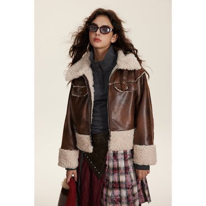 Unisex Coat Leather Jacket Cotton Winter Loose Thick