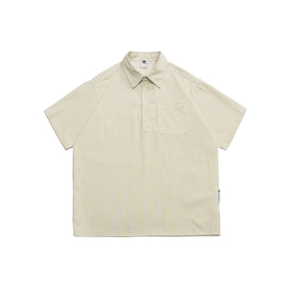 Unisex Shirt Retro Casual Blue Striped Loose