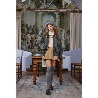 Unisex Coat Quilted Denim Coat Winter