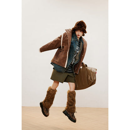 Unisex Coat Warm and Loose PU Leather Jacket
