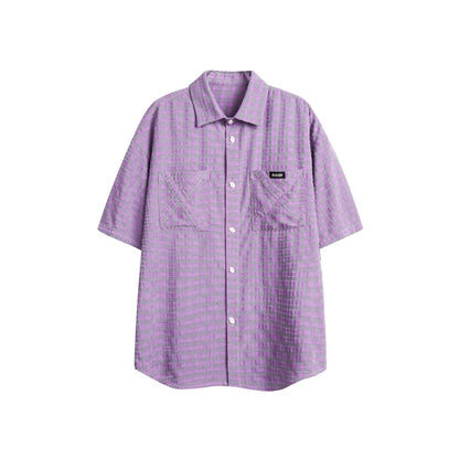 Unisex Shirt Grid Slim Coat