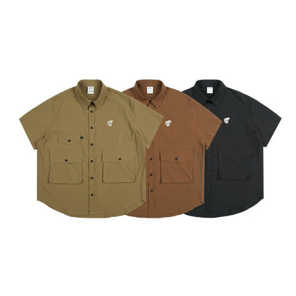 Unisex Shirt Retro Large Pocket Loose Casual