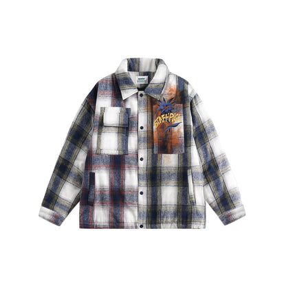 Unisex Coat Retro Patchwork Lapel Cotton-Padded Coat
