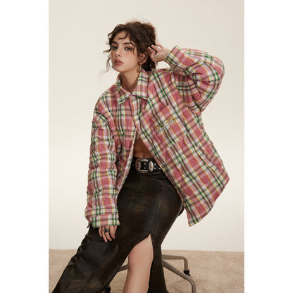 Unisex Coat Plaid Coat Cotton-Padded Jacket