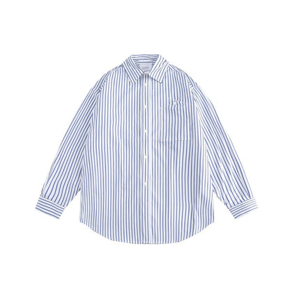 Unisex Shirt Cityboy Striped Loose Casual Long Sleeves Shirt