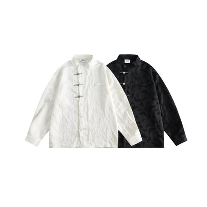 Unisex Shirt Loose Long Sleeve Shirt Chinese Style Coat