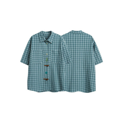 Unisex Shirt Loose Plaid Shirt Coat
