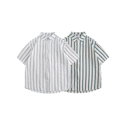 Unisex Shirt Cityboy Vintage Stripe Loose Thin