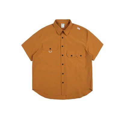 Unisex Shirt Retro Multi-Pocket Loose Casual