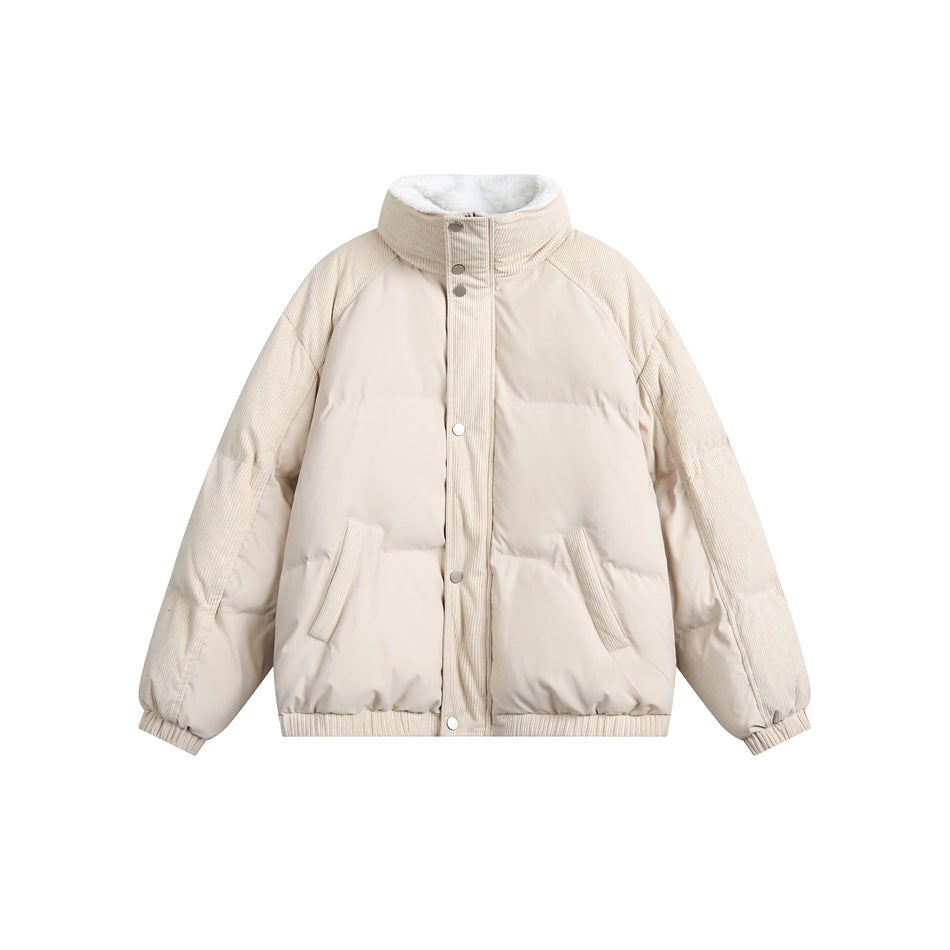 Unisex Coat Corduroy Stitching Lamb Wool