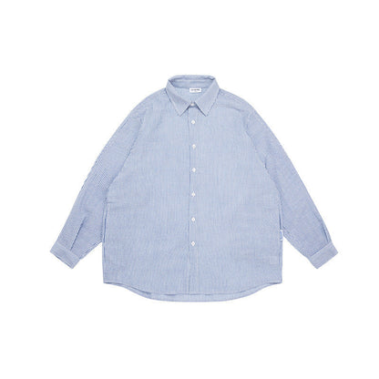 Unisex Shirt Cityboy Casual Loose-Fitting Striped Long Sleeves Shirt