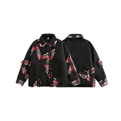 Unisex Coat Stitching Plaid Loose Winter