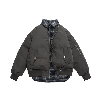 Unisex Coat Winter Cotton-Padded Coat Couple Fake Two Pieces