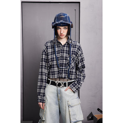 Unisex Shirt Loose Plaid Coat