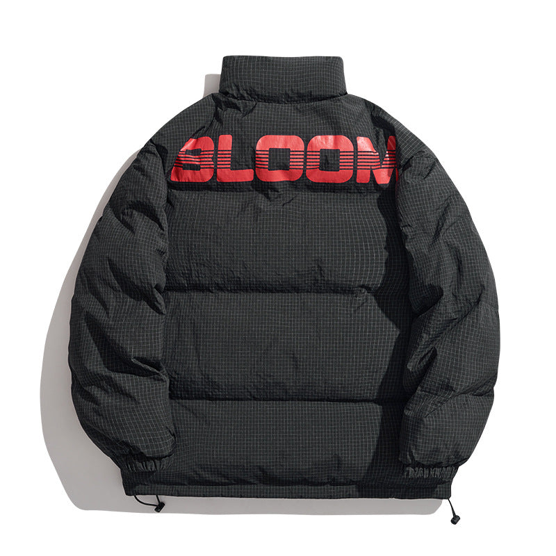 Unisex Coat Winter Stand-up Collar Cotton-Padded Coat Thickened Plaid