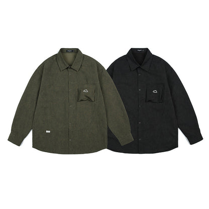 Unisex Shirt Retro Loose Three-Dimensional Pocket