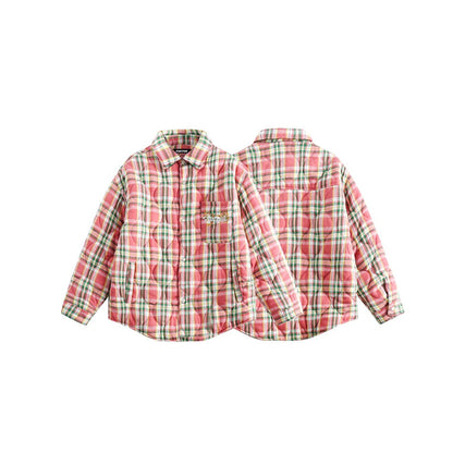 Unisex Coat Plaid Coat Cotton-Padded Jacket