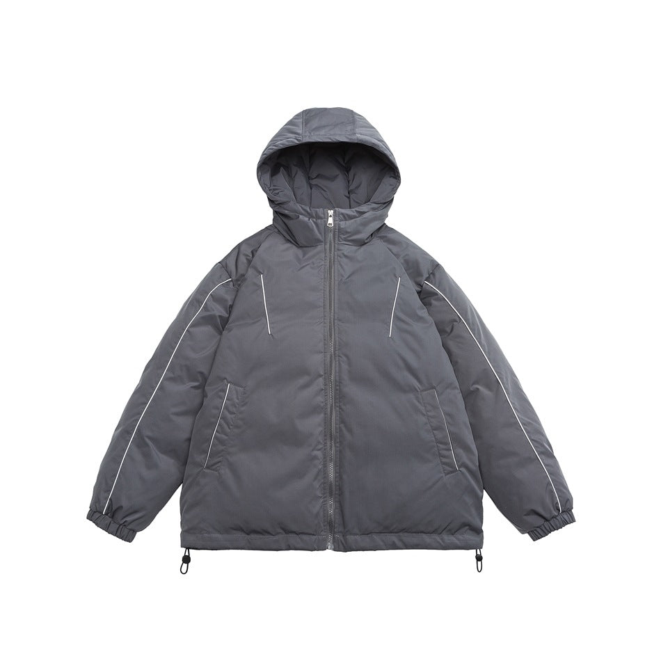 Unisex Coat Youth University Style Hooded Coat Thickened Cotton-Padded Coat