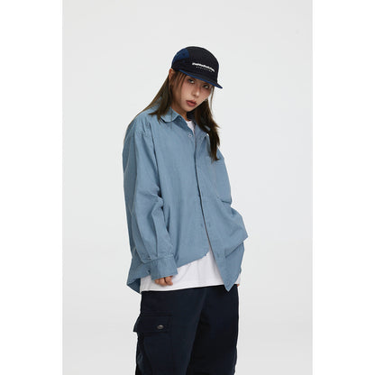 Unisex Shirt Solid Color Cotton Shirt
