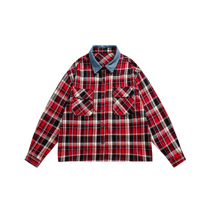 Unisex Shirt Casual Versatile Lattice