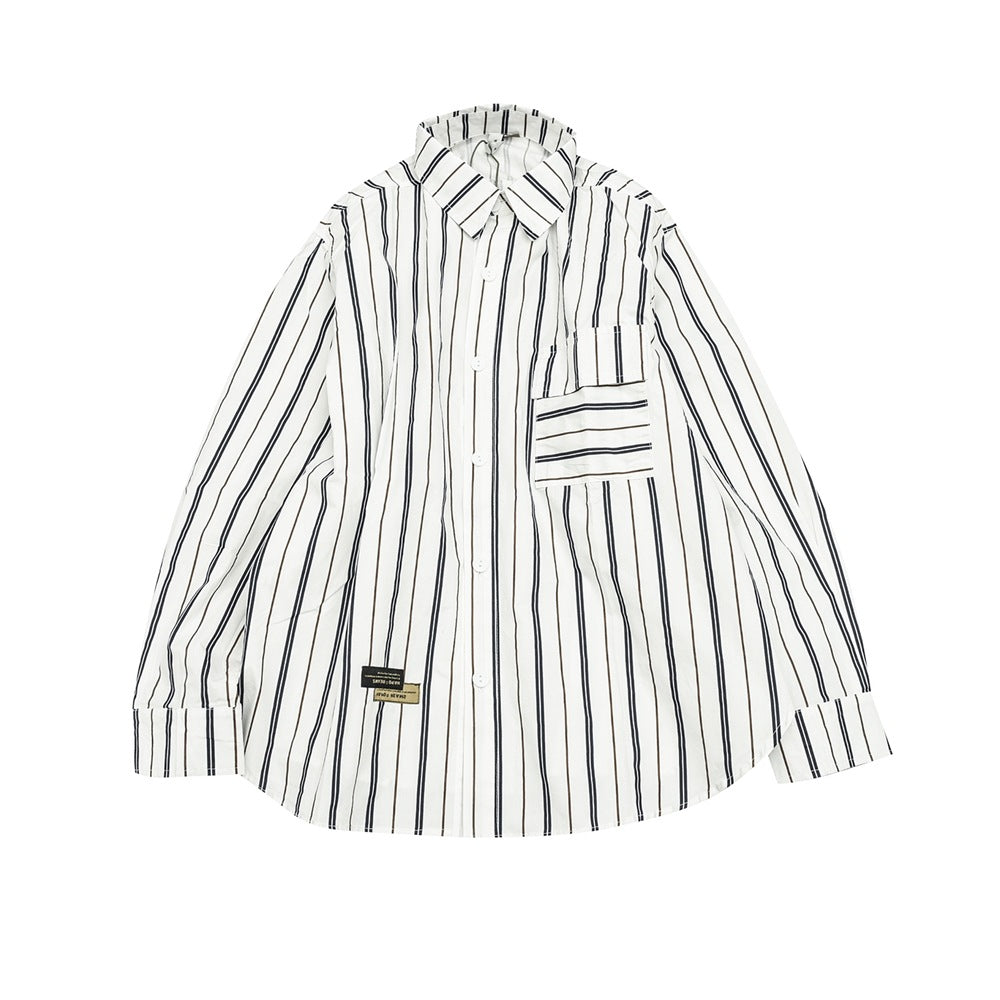 Unisex Shirt Vintage Cityboy Casual Loose Stripes