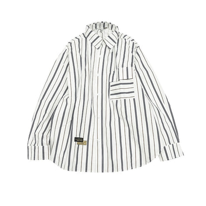 Unisex Shirt Vintage Cityboy Casual Loose Stripes