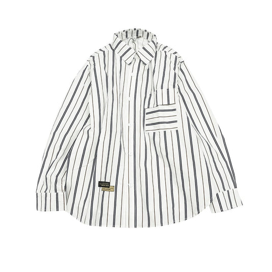 Unisex Shirt Vintage Cityboy Casual Loose Stripes