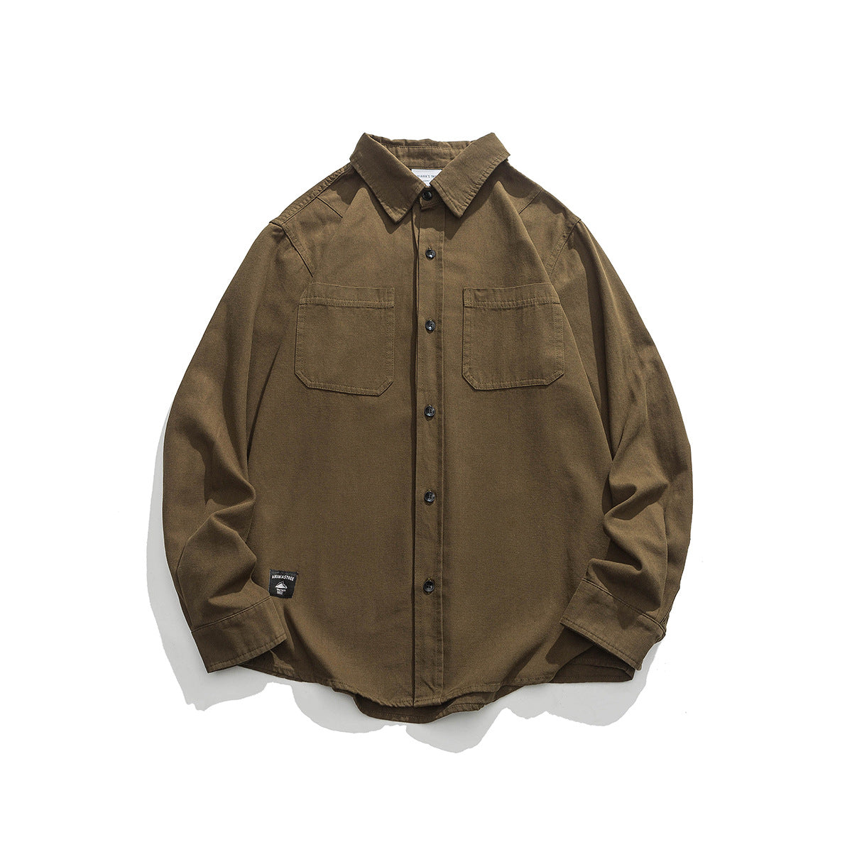 Unisex Shirt Retro Solid Color Loose Casual