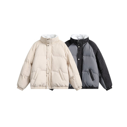Unisex Coat Corduroy Stitching Lamb Wool