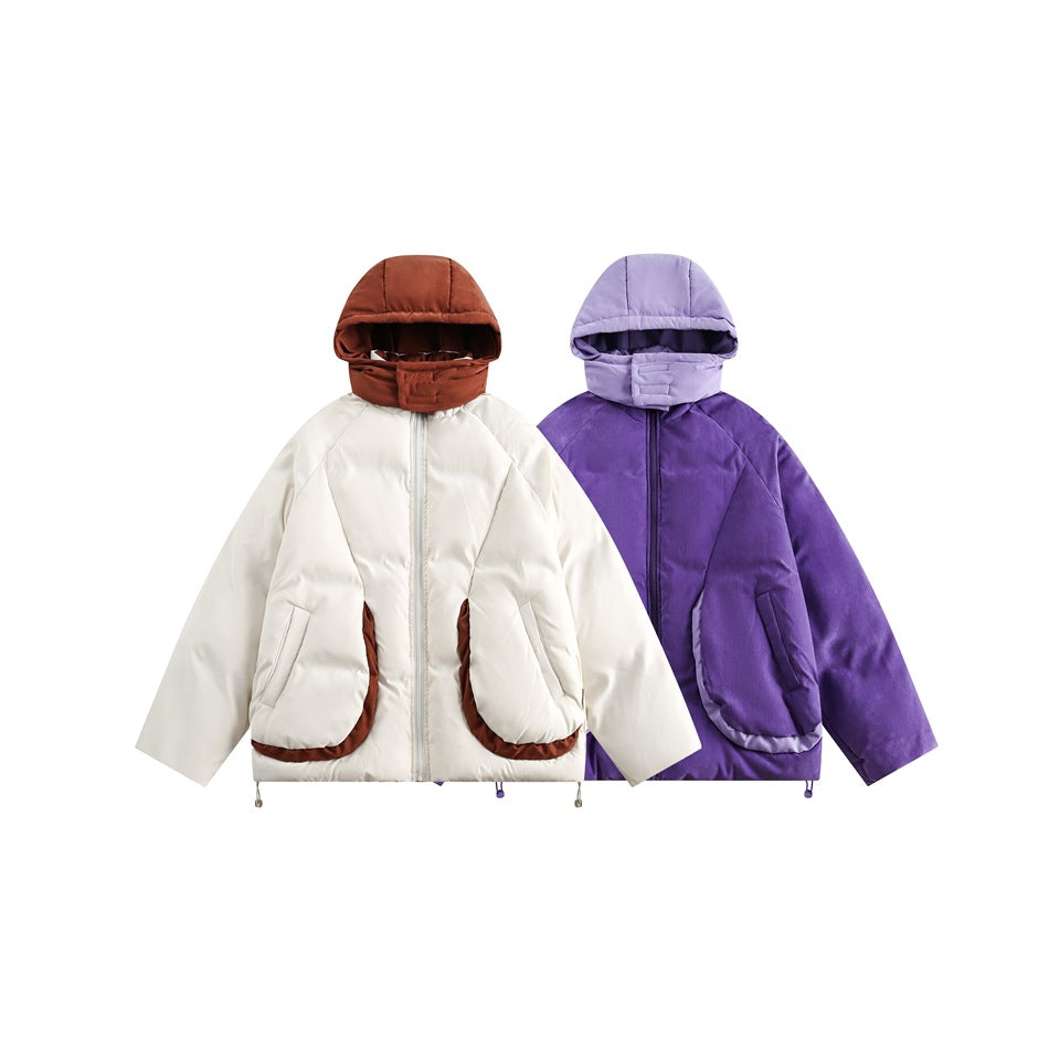 Unisex Coat College Style Stitching Winter Cotton Dress Thickened