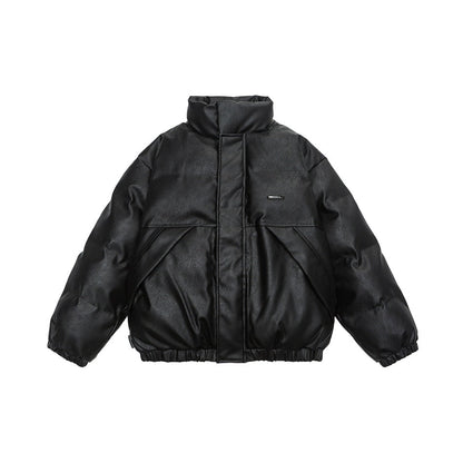Unisex Coat Old Winter PU Leather Cotton-Padded Jacket
