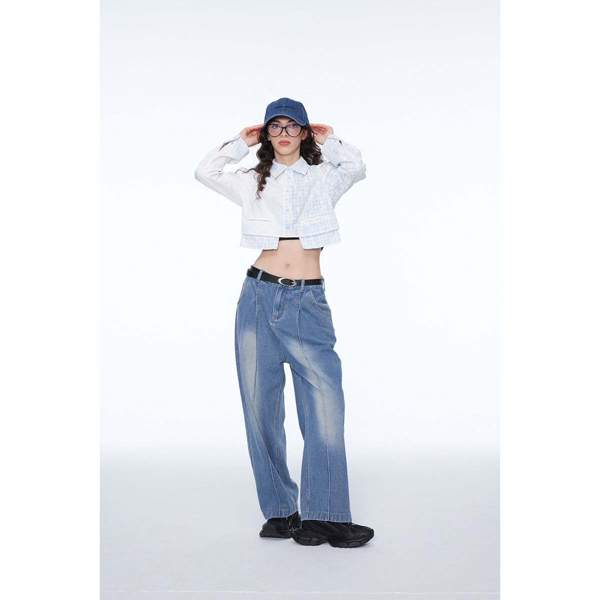 Unisex Shirt Plaid Shirt Stitching Sexy Coat