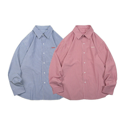 Unisex Shirt Cityboy Long Sleeve Casual All-Match Loose Striped