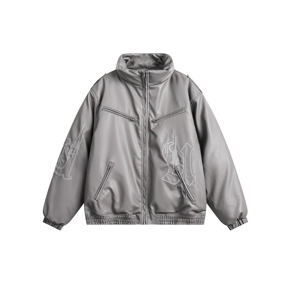 Unisex Coat PU Leather Cotton-Padded Jacket