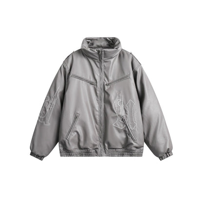 Unisex Coat PU Leather Cotton-Padded Jacket