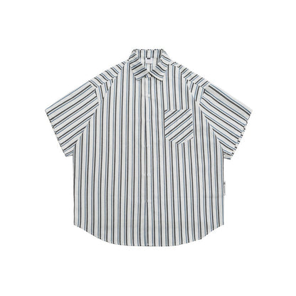 Unisex Shirt Vintage Cityboy Striped Loose Cardigan
