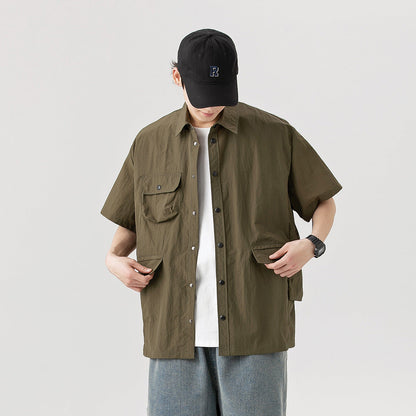 Unisex Shirt Multi-Pocket Loose