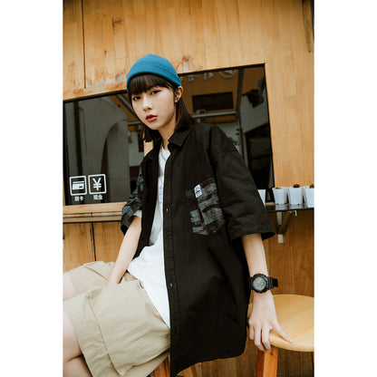 Unisex Shirt Irregular Stitching Loose Summer