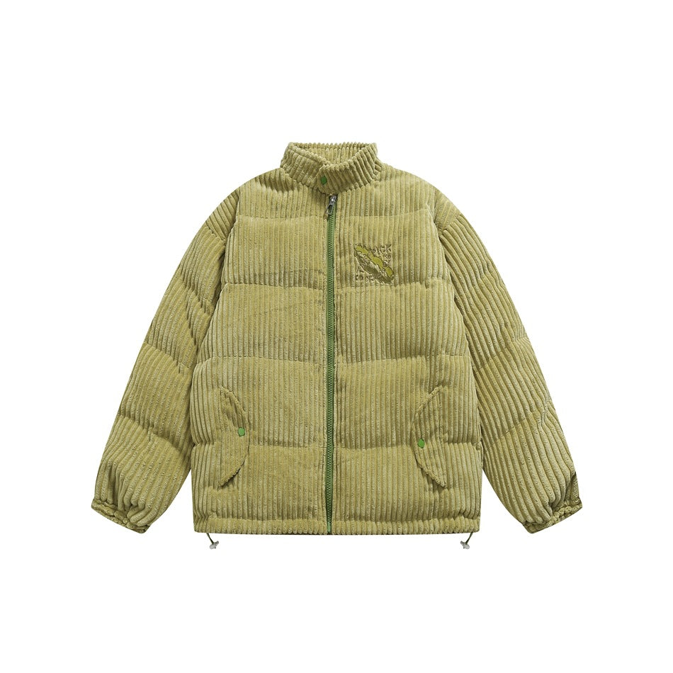 Unisex Coat Corduroy Stand Collar Coat Thickened Warm Cotton Coat