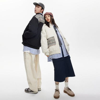 Unisex Coat Splicing Pilot Thickened Cotton Padded Coat