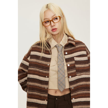 Unisex Shirt Vintage Stripe Coat