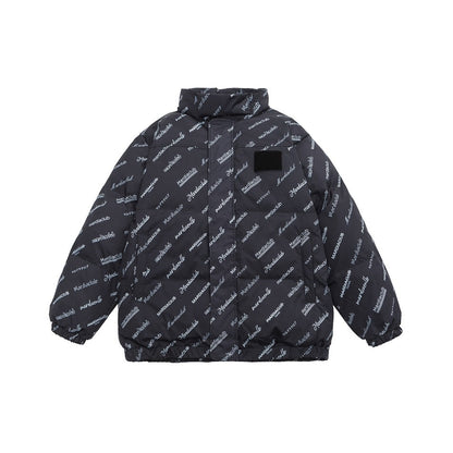 Unisex Coat Loose Thick Stand-up Collar Cotton-Padded Coat Winter Coat