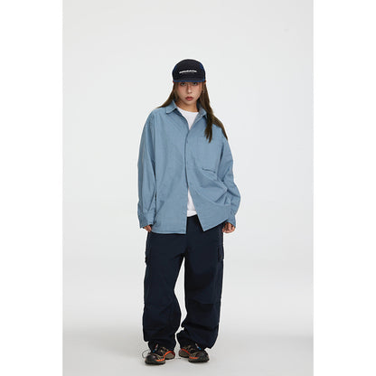 Unisex Shirt Solid Color Cotton Shirt